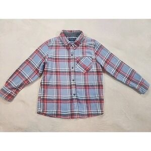 Amdy & Evan Boys Fleece Long Sleeve‎ Blue/Red  Plaid 5Y w/ Red Elbow Pads